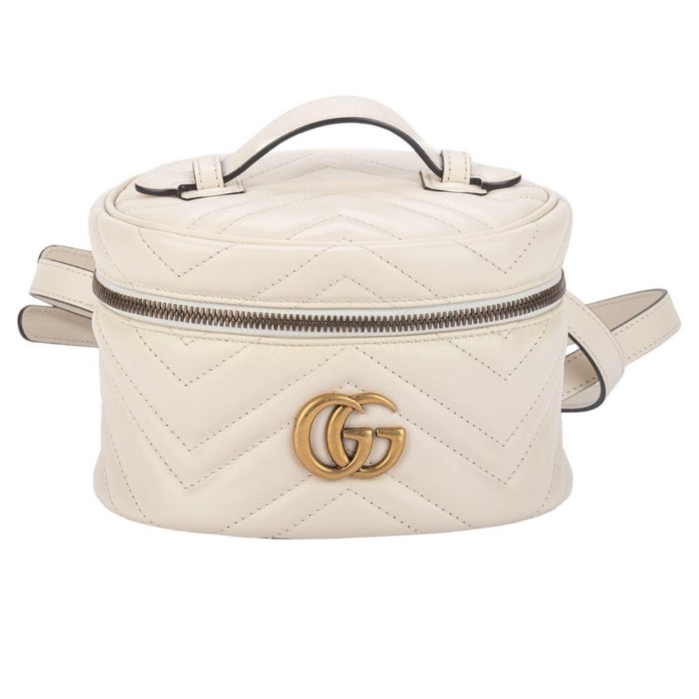 GUCCI Calfskin Matelasse Mini GG Marmont Round Backpack